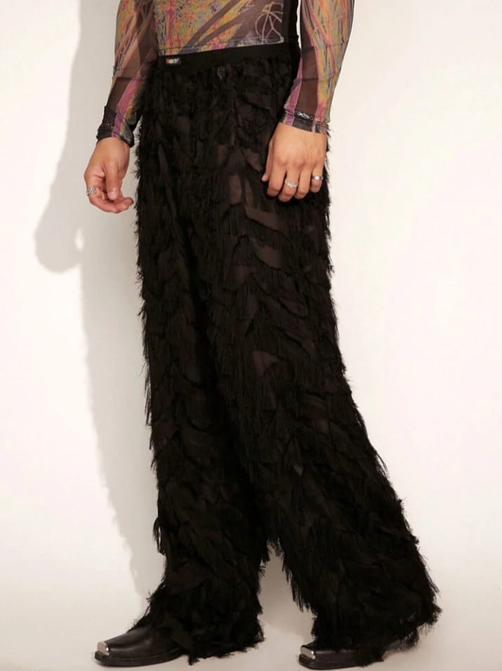 Men's Patchwork Fringe Straight Leg Lounge Pant